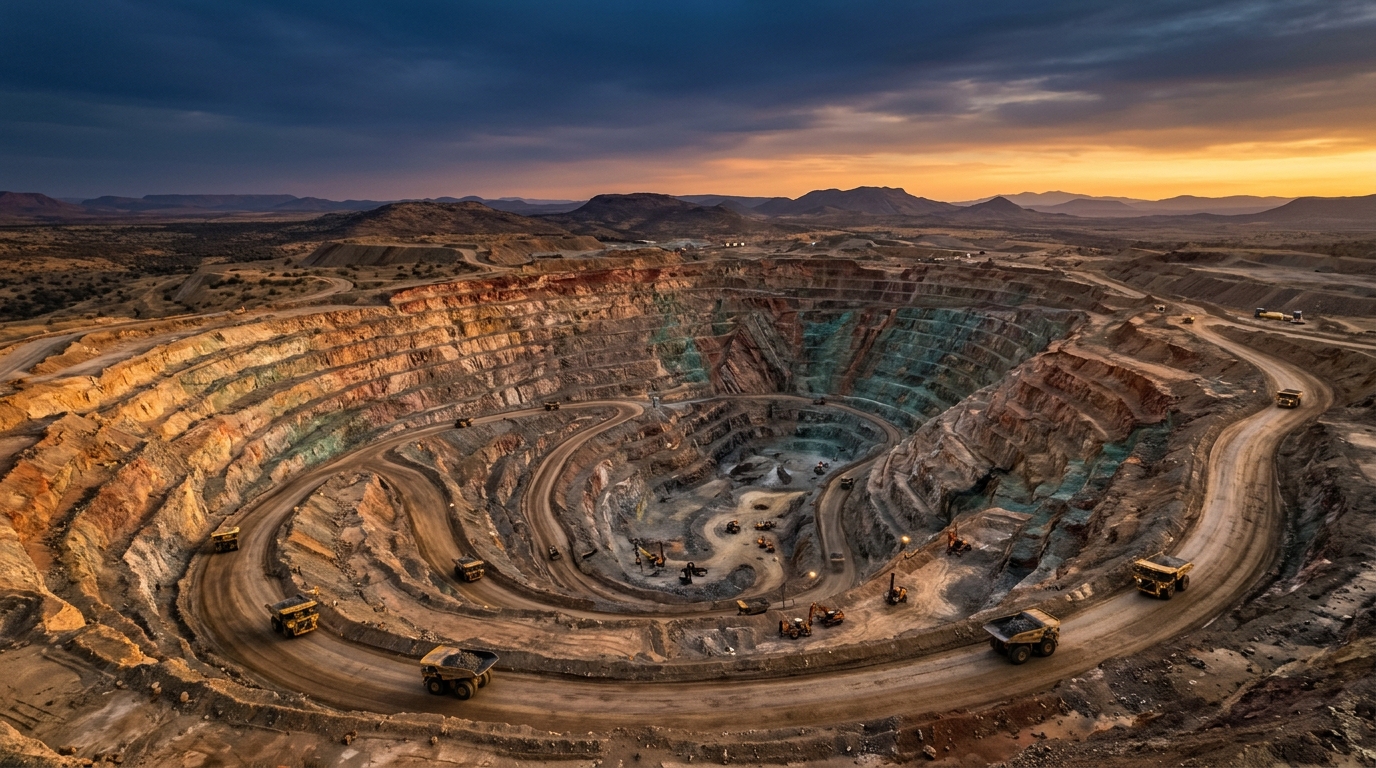 Active mining concession and haul trucks